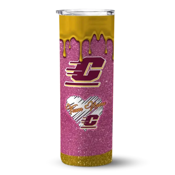 personalized central michigan chippewas pixel fade maroon skinny tumbler best selling