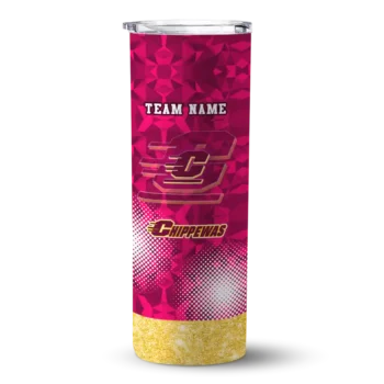 Personalized Central Michigan Chippewas Starburst Tiles Maroon Skinny Tumbler