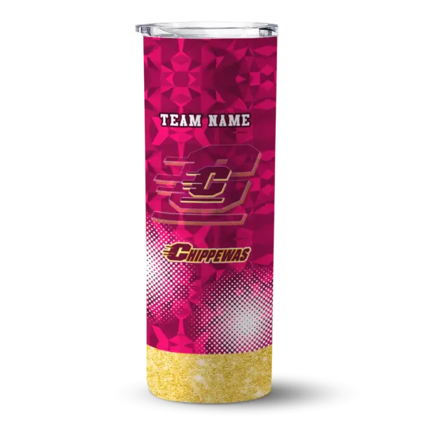 personalized central michigan chippewas starburst tiles maroon skinny tumbler best selling