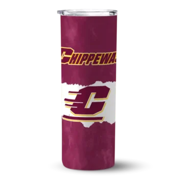 Personalized Central Michigan Chippewas Torn Band Maroon White Skinny Tumbler