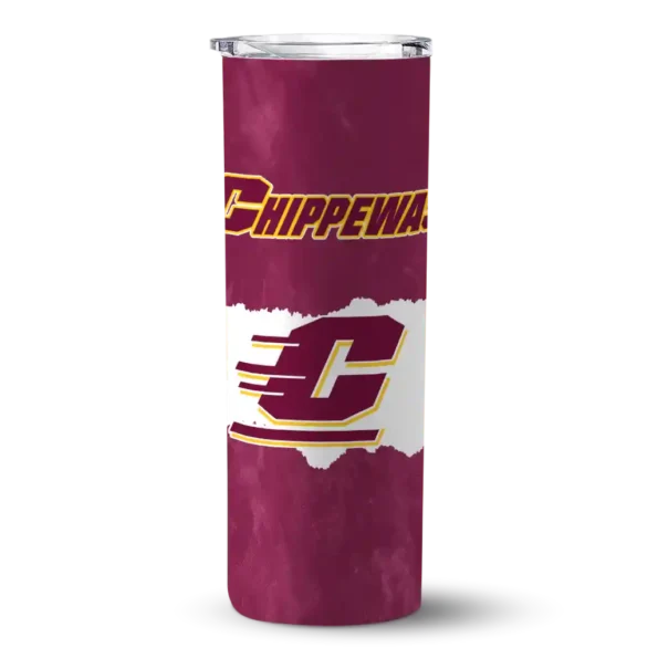 personalized central michigan chippewas torn band maroon white skinny tumbler best selling