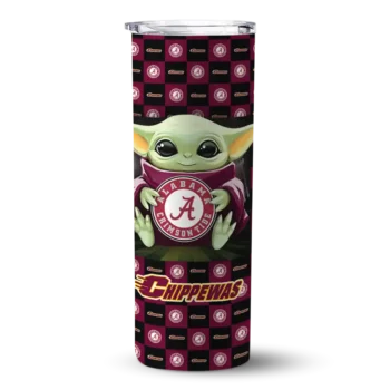 Central Michigan Chippewas Tumber - Personalized Yoda Cozy Skinny Maroon Black