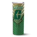 personalized-charlotte-49ers-chevron-stripes-green-skinny-tumbler-best-selling.webp