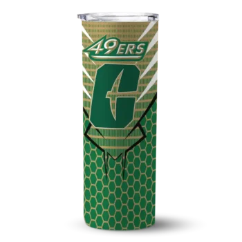 Personalized Charlotte 49ers Chevron Stripes Green Skinny Tumbler