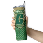 personalized-charlotte-49ers-chevron-stripes-green-skinny-tumbler-best-selling.webp