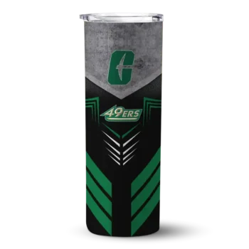 Personalized Charlotte 49ers Hexagon Honeycomb Green Black Skinny Tumbler