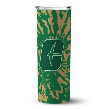 Personalized Charlotte 49ers Metallic Grid Green Skinny Tumbler