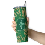 personalized-charlotte-49ers-metallic-grid-green-skinny-tumbler-best-selling.webp