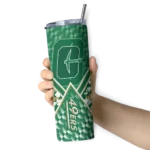 personalized-charlotte-49ers-monogram-burst-green-white-skinny-tumbler-best-selling.webp