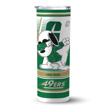 Personalized Charlotte 49ers Snoopy Dog Green White Skinny Tumbler