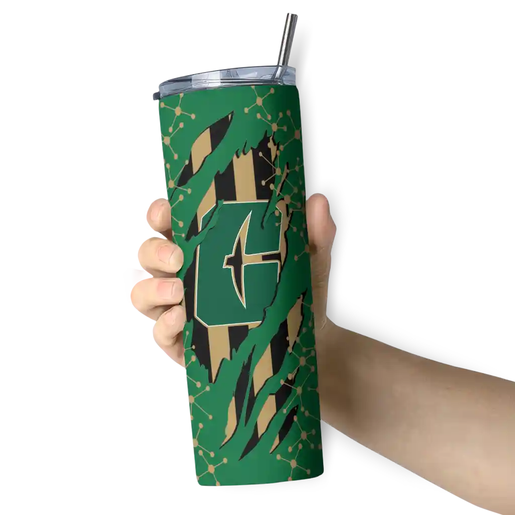 personalized-charlotte-49ers-star-pop-green-black-skinny-tumbler-premium-grade.webp
