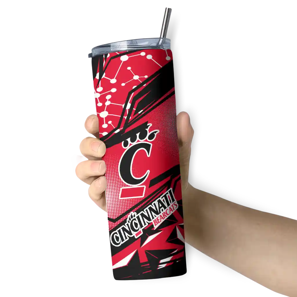 personalized-cincinnati-bearcats-helmet-clash-red-skinny-tumbler-premium-grade.webp
