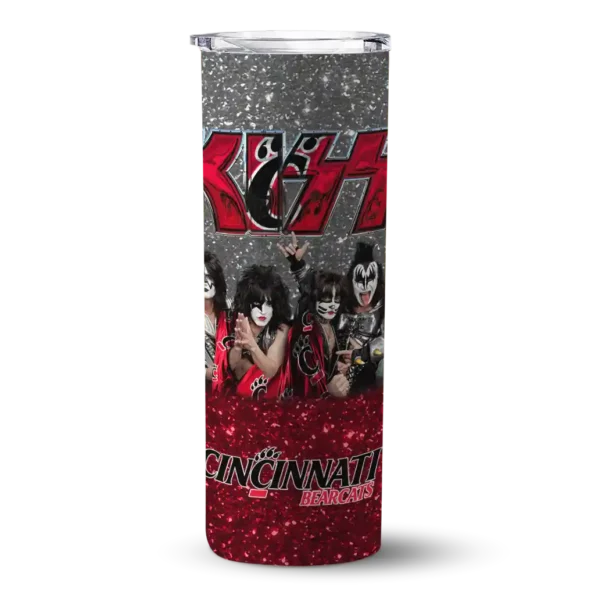 personalized cincinnati bearcats kiss band black skinny tumbler best selling