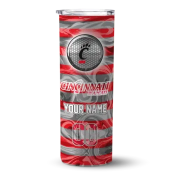 Personalized Cincinnati Bearcats Patterned Waves Red Skinny Tumbler