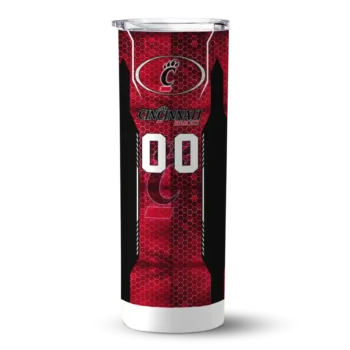 Personalized Cincinnati Bearcats Stacked Diamond Red Skinny Tumbler