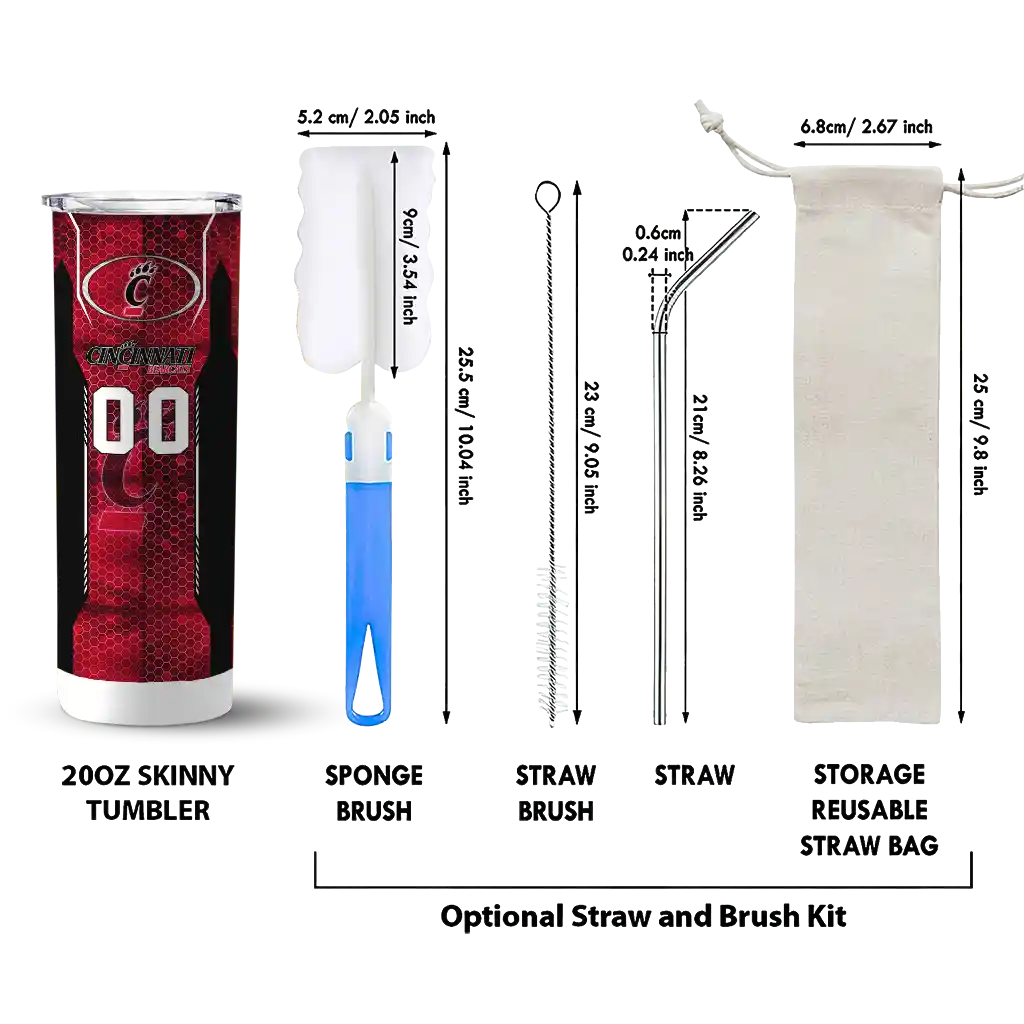 personalized-cincinnati-bearcats-stacked-diamond-red-skinny-tumbler-new-arrival.webp