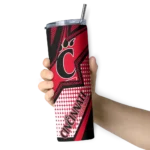 personalized-cincinnati-bearcats-web-stripes-red-white-skinny-tumbler-best-selling.webp