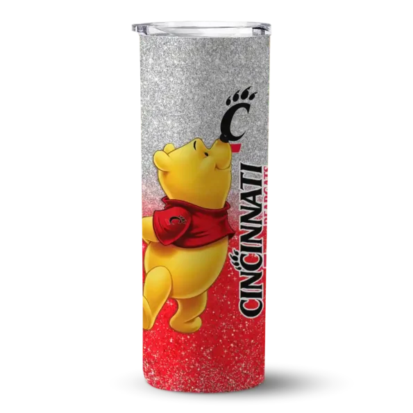 personalized cincinnati bearcats winnie the pooh red gray skinny tumbler best selling