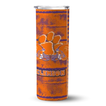 Personalized Clemson Tigers Chevron Patch Orange Skinny Tumbler