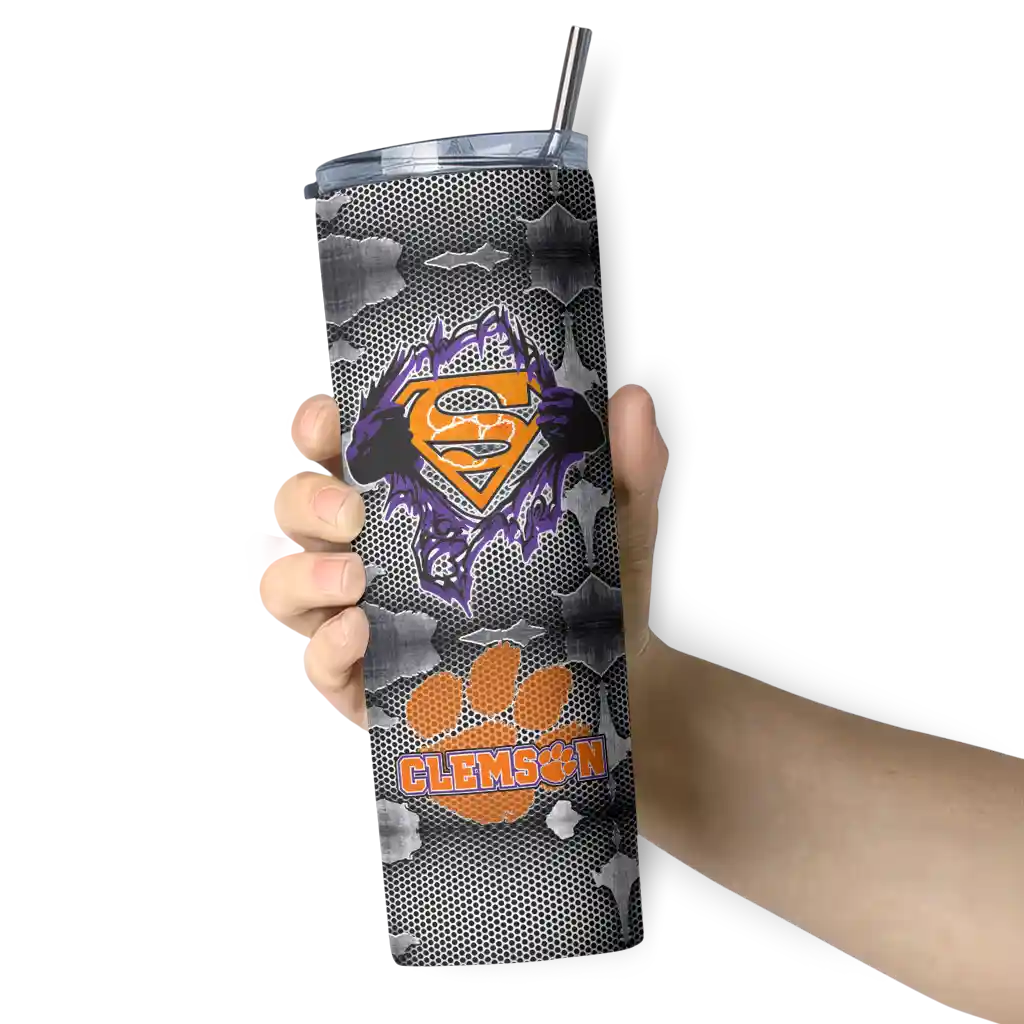 personalized-clemson-tigers-chevron-v-orange-gray-skinny-tumbler-premium-grade.webp