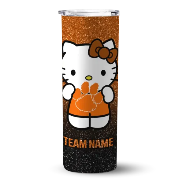 personalized clemson tigers hello kitty orange black skinny tumbler best selling