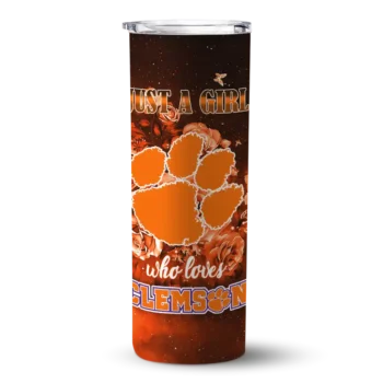 Personalized Clemson Tigers Rose Romance Orange Black Skinny Tumbler
