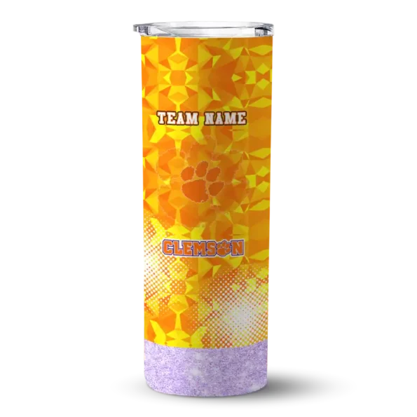 personalized clemson tigers starburst tiles orange skinny tumbler best selling