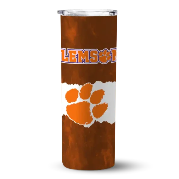 personalized clemson tigers torn band orange white skinny tumbler best selling