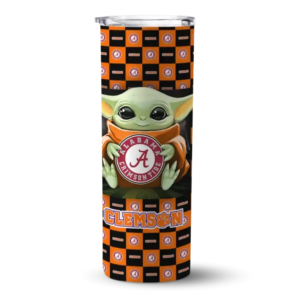 personalized clemson tigers yoda cozy orange black skinny tumbler best selling