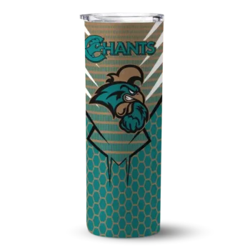 Personalized Coastal Carolina Chanticleers Chevron Stripes Green Skinny Tumbler