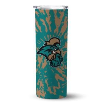 Personalized Coastal Carolina Chanticleers Metallic Grid Green Skinny Tumbler