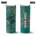personalized-coastal-carolina-chanticleers-metallic-grid-green-skinny-tumbler-best-selling.webp