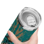 personalized-coastal-carolina-chanticleers-metallic-grid-green-skinny-tumbler-best-selling.webp