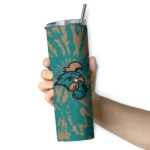 personalized-coastal-carolina-chanticleers-metallic-grid-green-skinny-tumbler-best-selling.webp