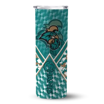 Personalized Coastal Carolina Chanticleers Monogram Burst Green White Skinny Tumbler