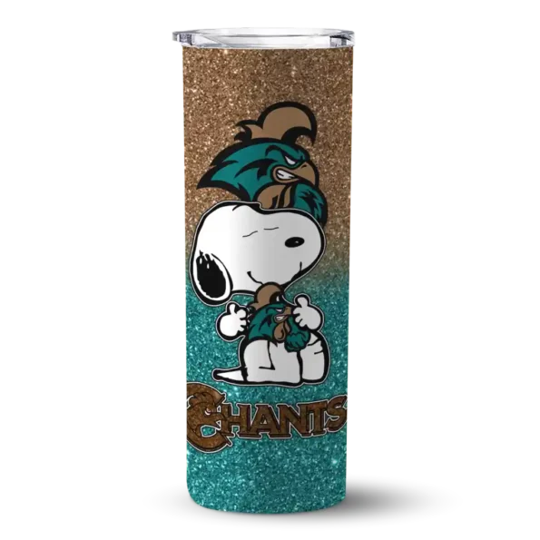 personalized coastal carolina chanticleers snoopy attitude green skinny tumbler best selling