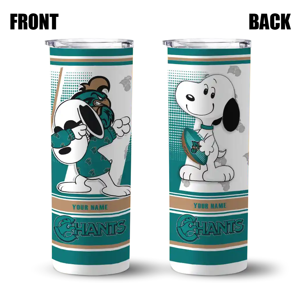 personalized-coastal-carolina-chanticleers-snoopy-dog-green-white-skinny-tumbler-fashion-forward.webp