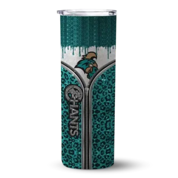 Personalized Coastal Carolina Chanticleers Sparkle Drip Green Skinny Tumbler
