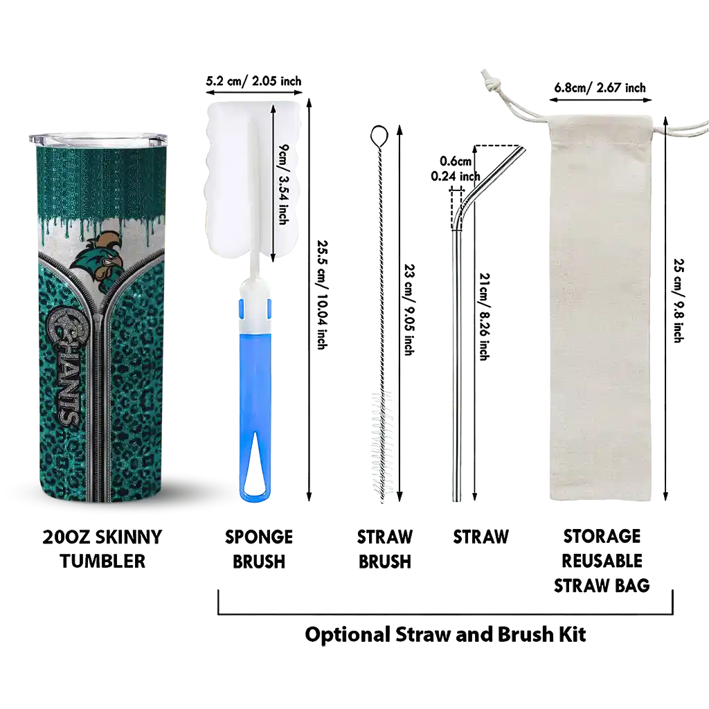 personalized-coastal-carolina-chanticleers-sparkle-drip-green-skinny-tumbler-new-arrival.webp