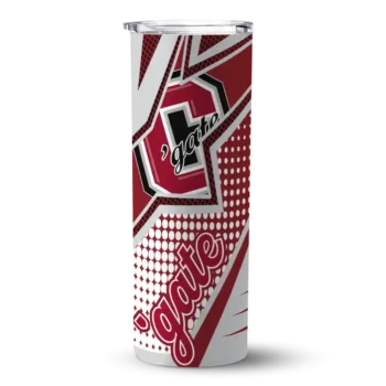 Personalized Colgate Raiders Web Stripes Maroon White Skinny Tumbler
