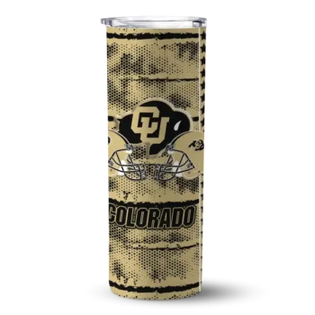Personalized Colorado Buffaloes Chevron Patch Gold Skinny Tumbler
