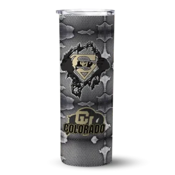 Personalized Colorado Buffaloes Chevron V Gold Gray Skinny Tumbler