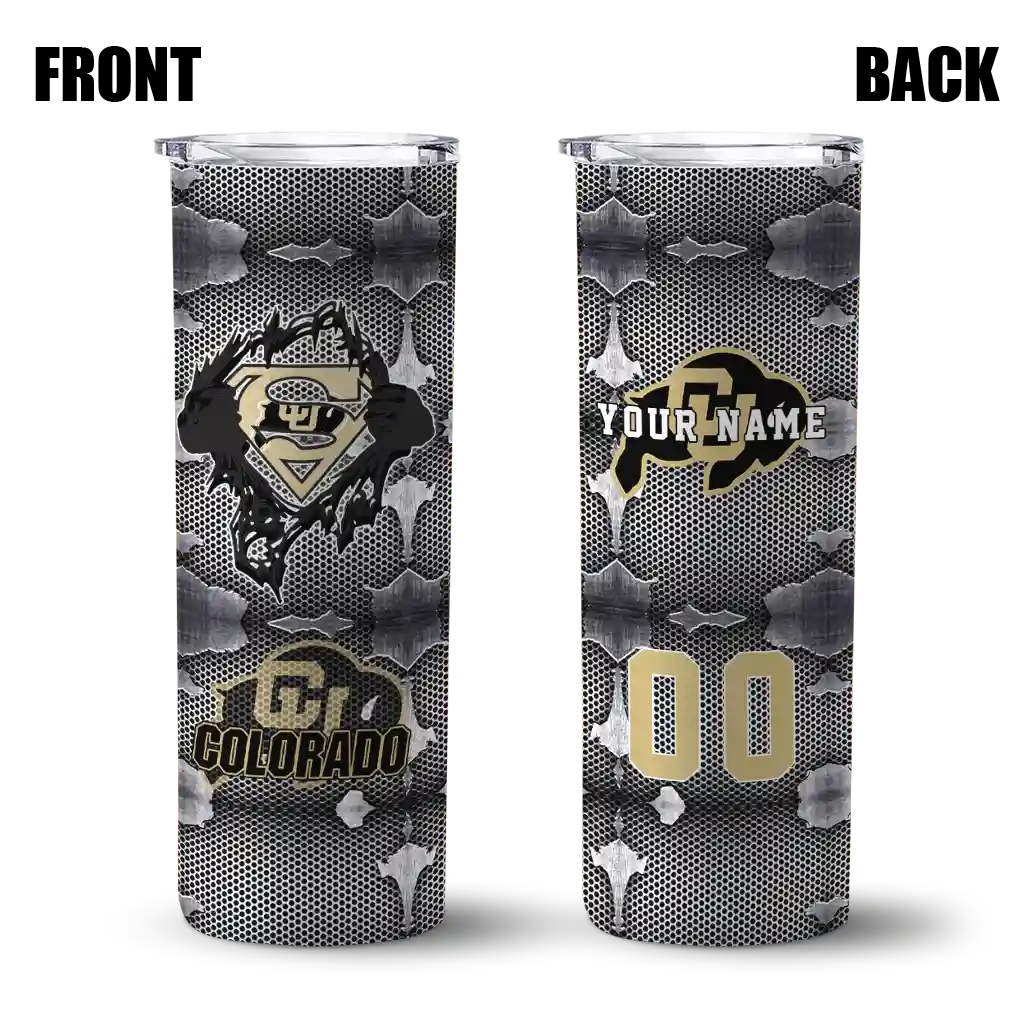 personalized-colorado-buffaloes-chevron-v-gold-gray-skinny-tumbler-fashion-forward.webp