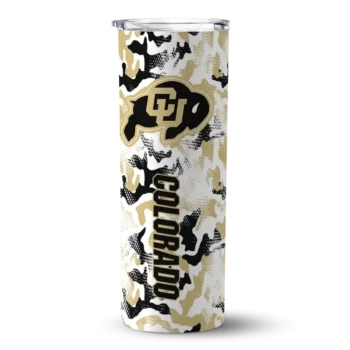 Personalized Colorado Buffaloes Claw Marks Gold White Skinny Tumbler