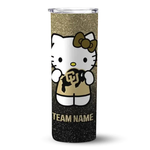 personalized colorado buffaloes hello kitty gold black skinny tumbler best selling