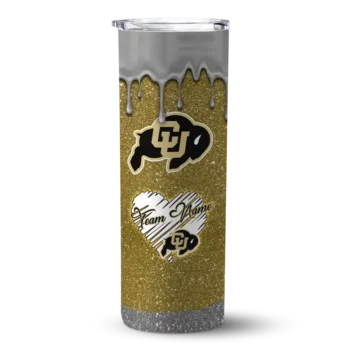 Personalized Colorado Buffaloes Pixel Fade Gold Skinny Tumbler