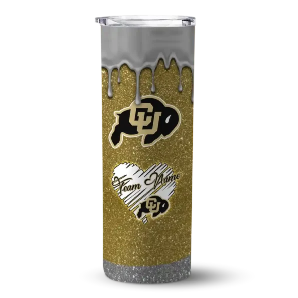 personalized colorado buffaloes pixel fade gold skinny tumbler best selling