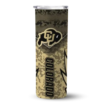 Colorado Buffaloes Tumber - Personalized Spiral Burst Print Skinny Gold