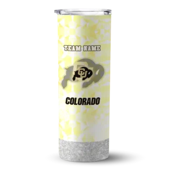 Personalized Colorado Buffaloes Starburst Tiles Gold Skinny Tumbler