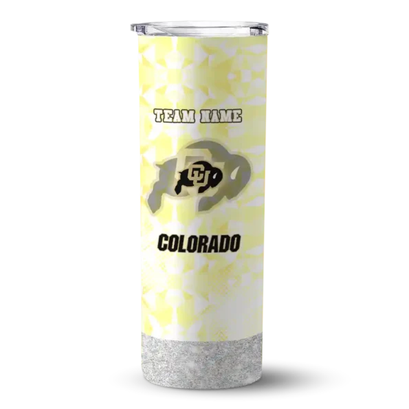 personalized colorado buffaloes starburst tiles gold skinny tumbler best selling